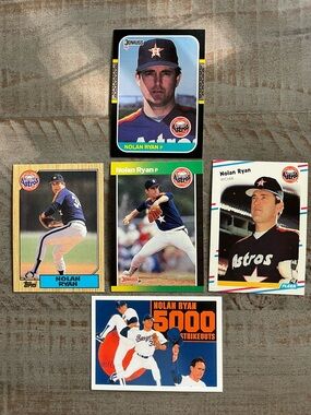 Nolan Ryan Baseball Card Lot of 5 - Astros/Rangers